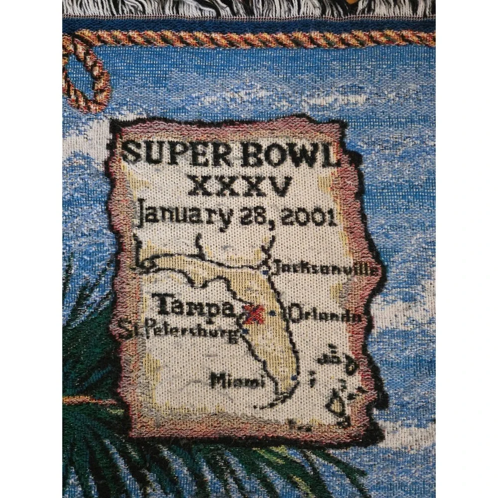 Vintage Super Bowl XXXV 2001 Woven Tapestry Throw Blanket by Northwest Co 48x58